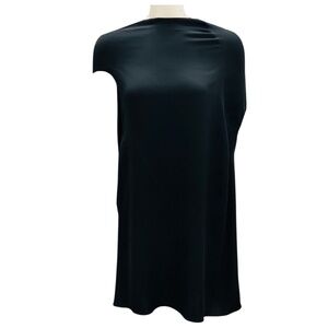 THE ROW BLACK ASYMMETRIC SILK ARIA TOP